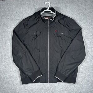 Levi's Jacket Mens Size XL Black Mesh Water Proof Hooded Full Zip